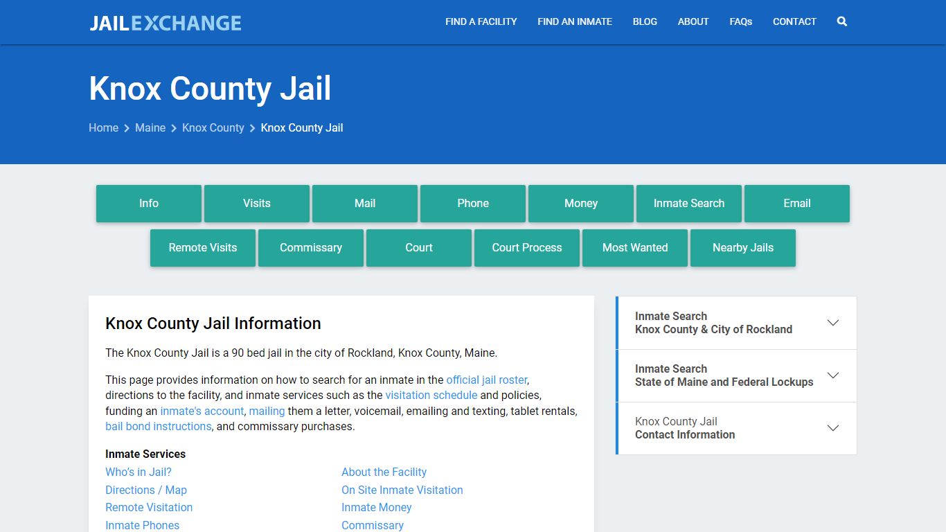 Knox County Jail, ME Inmate Search, Information