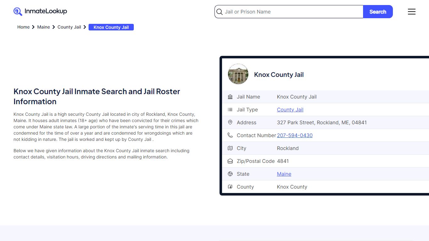 Knox County Jail Inmate Search - Rockland Maine - Inmate Lookup
